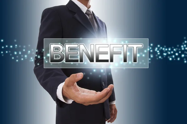 Businessman hand showing benefit — Stock Photo, Image