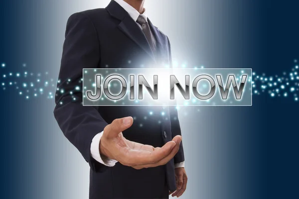 İşadamı el gösteren şimdi katılmak .