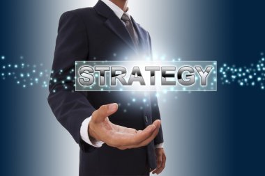 İşadamı el gösteren strateji