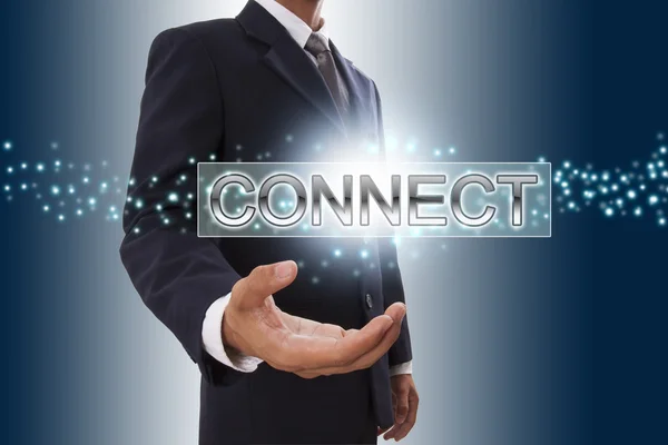 Businessman hand showing connect word. — Stock Photo, Image