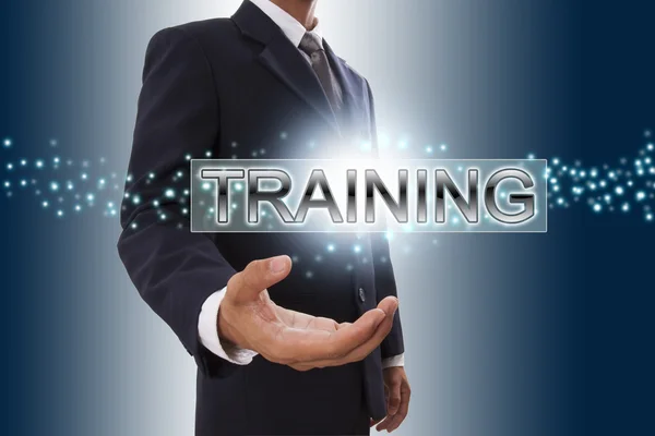 Businessman hand showing training . — Stock Photo, Image