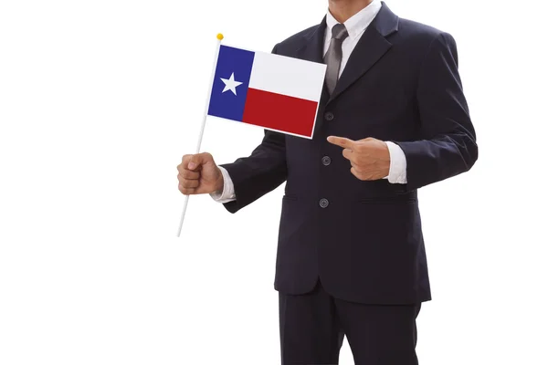 Businessman in suit holding of Texas Flag — Stock Photo, Image