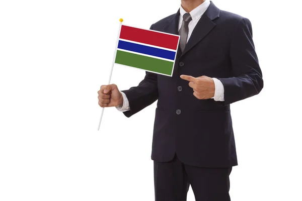 Empresario de traje con bandera de Gambia —  Fotos de Stock