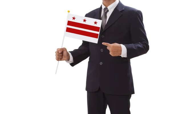 Businessman in suit holding of the Washington DC Flag — Stock Photo, Image