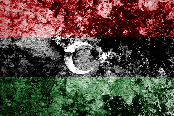 Bendera Libya dicat di dinding gunge — Stok Foto