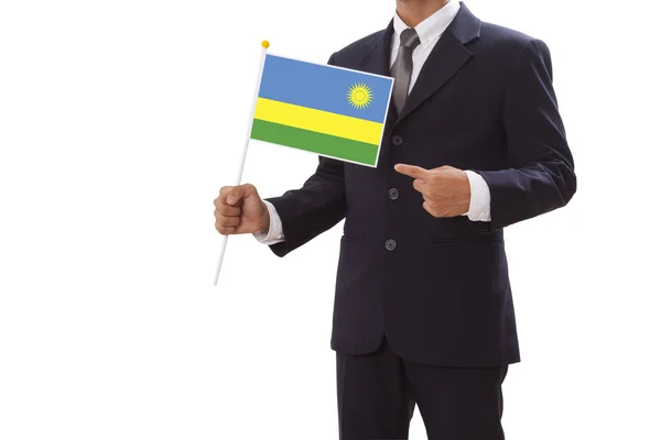 Geschäftsmann mit ruandischer Flagge — Stockfoto