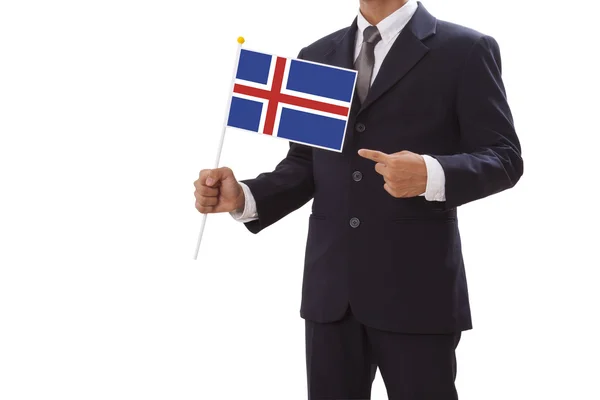 Empresario con Bandera de Islandia —  Fotos de Stock