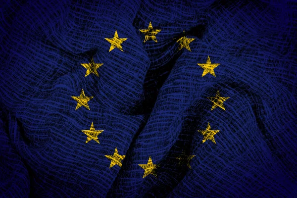 Drapeau Euro sur la surface du tissu — Photo