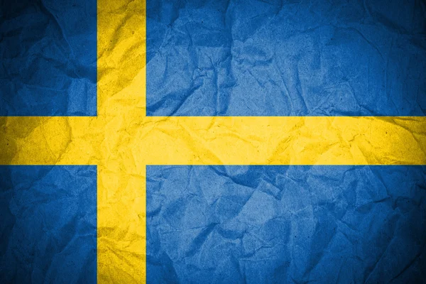 Sweden flag painted on crumpled paper — Stock Photo, Image