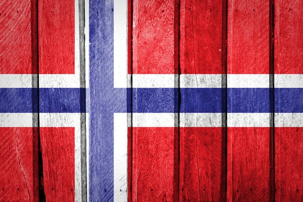 Norsko vlajka na dřevo textury pozadí — Stock fotografie