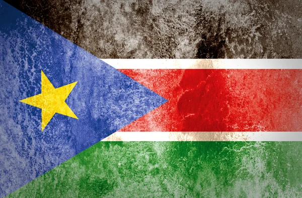 南苏丹国旗在 grunge 纸上 — 图库照片