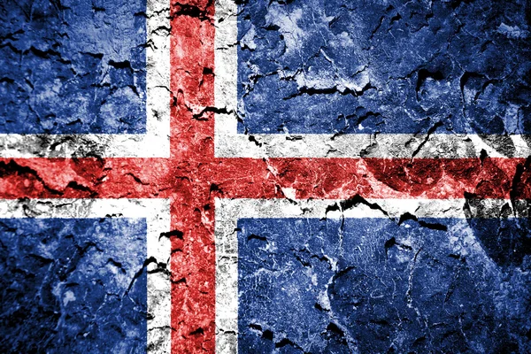 Islands flagga målade på grunge vägg — Stockfoto