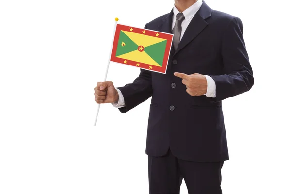 Homme d'affaires avec drapeau de la Grenade — Photo