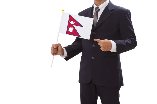 Zakenman met Nepal vlag — Stockfoto