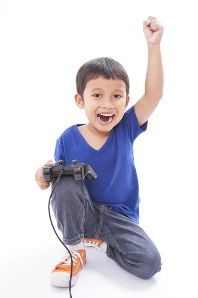 Jongen spelen van video game — Stockfoto