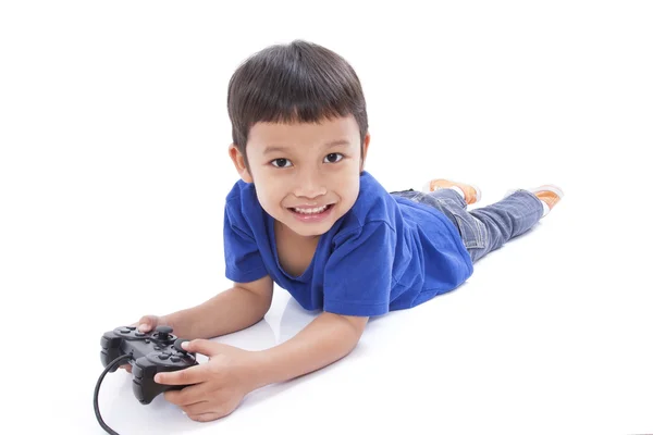 Jongen spelen van video game — Stockfoto