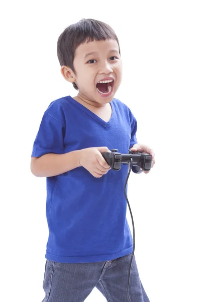 Jongen spelen van video game — Stockfoto