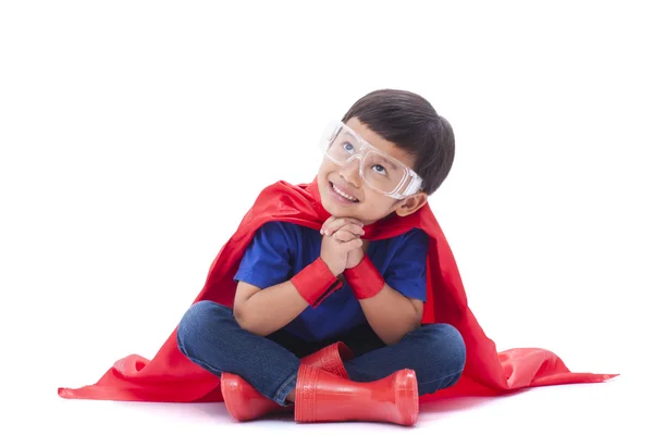 Little boy pretending to be a superhero — Stock Photo, Image