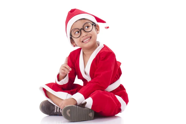 Kleine jongen dragen Santa Claus uniform. — Stockfoto