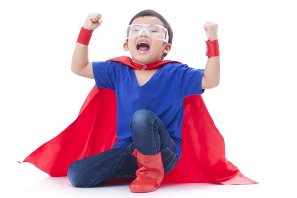 Menino fingindo ser um super-herói — Fotografia de Stock