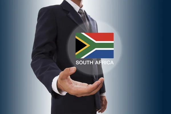 Businessman hand showing South Africa Flag — Stock Photo, Image