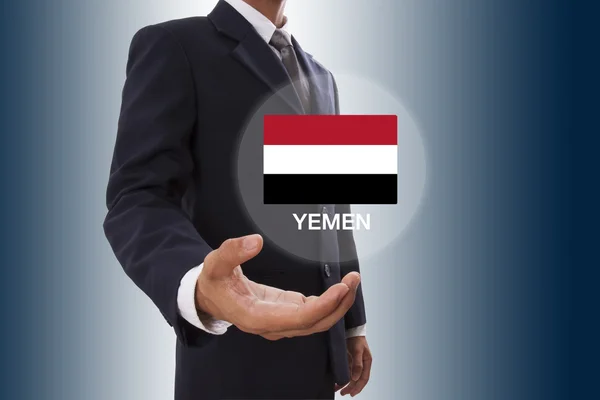 Businessman hand showing Yemen Flag — Stock Photo, Image