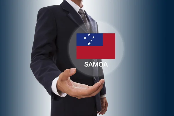 Empresário com Bandeira de Samoa — Fotografia de Stock