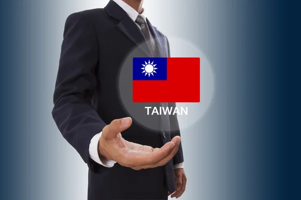 Businessman hand showing Taiwan Flag — Stock Photo, Image