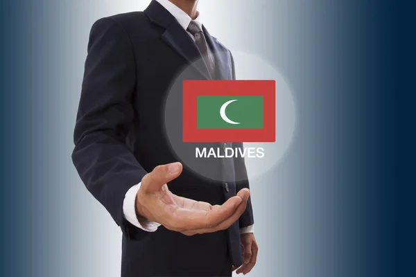 Empresario mano mostrando Bandera de Maldivas — Foto de Stock