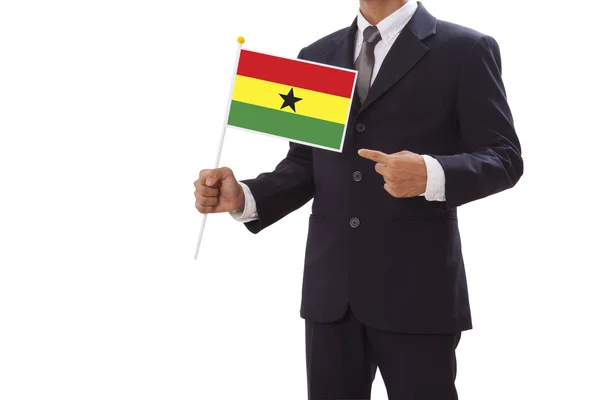 Businessman hand showing Ghana Flag — Stock Photo, Image