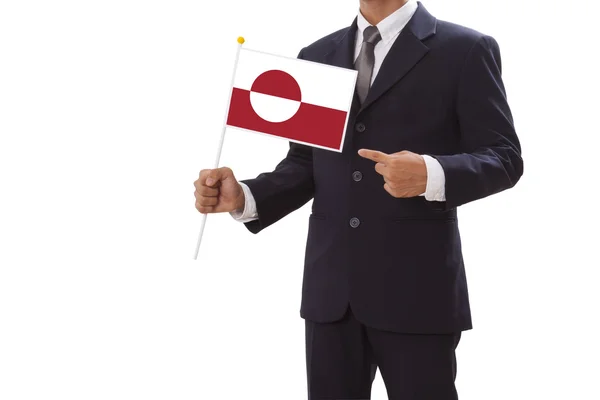 Biznesmen z flaga Grenlandii — Zdjęcie stockowe