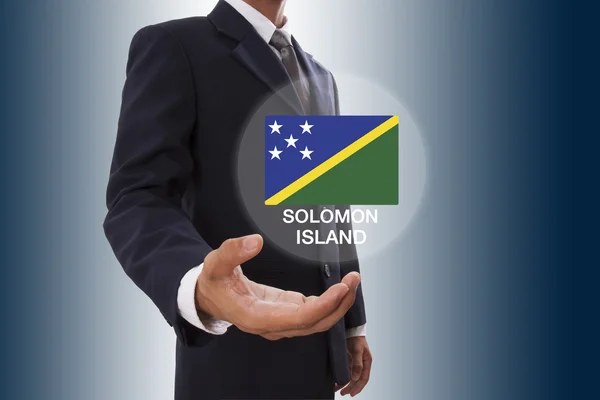 Empresario con Bandera de las Islas Salomón — Foto de Stock