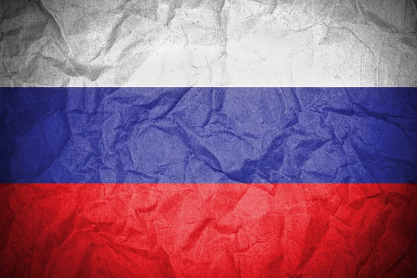 Bandera de Rusia sobre papel arrugado — Foto de Stock