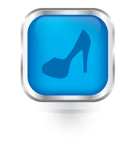Vector high heel woman shoe icon glossy button — Stock Vector