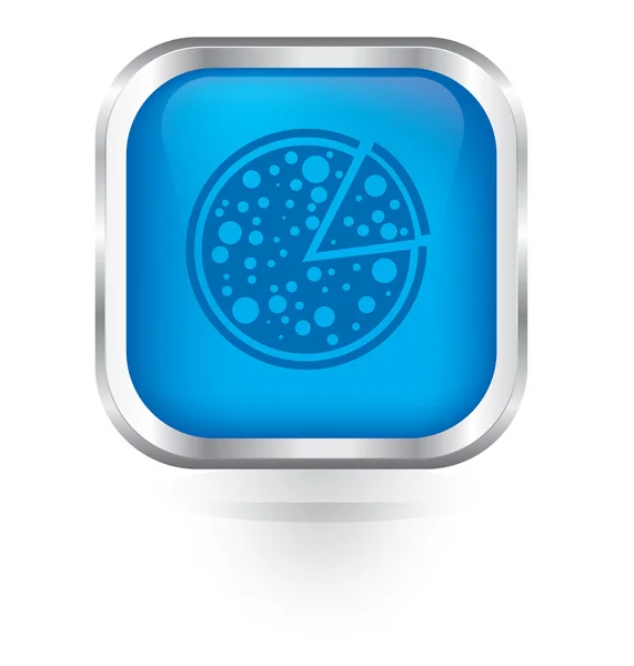ベクトル ピザ アイコン光沢のあるボタン — ストックベクタ