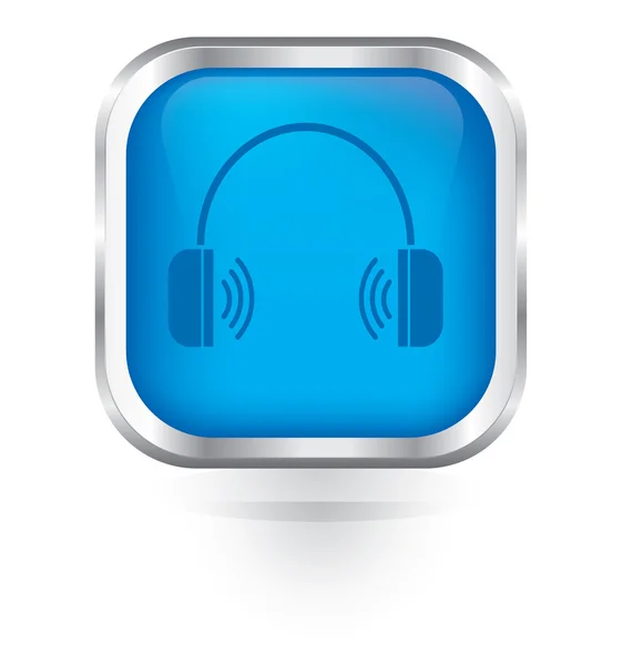 Vector auriculares icono botón brillante — Vector de stock