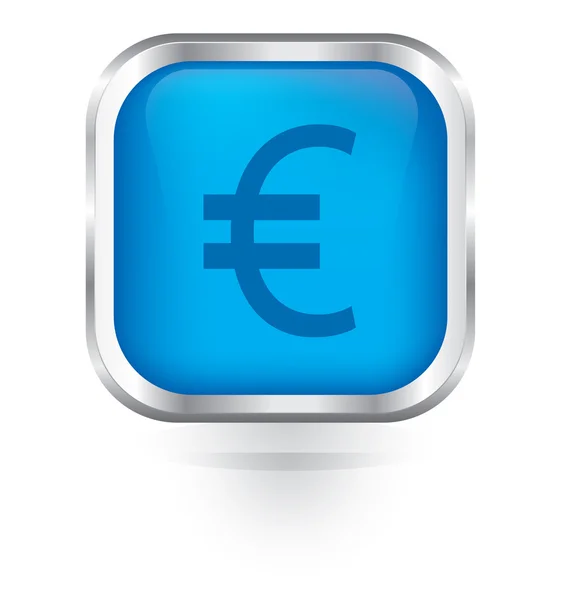 Vetor ícone de sinal de euro botão brilhante — Vetor de Stock
