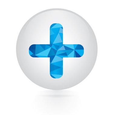 Vector - abstract blue plus icon. circular button clipart