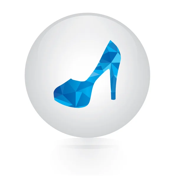 Vector - abstract blue high heel woman shoe icon. circular button — Stock Vector