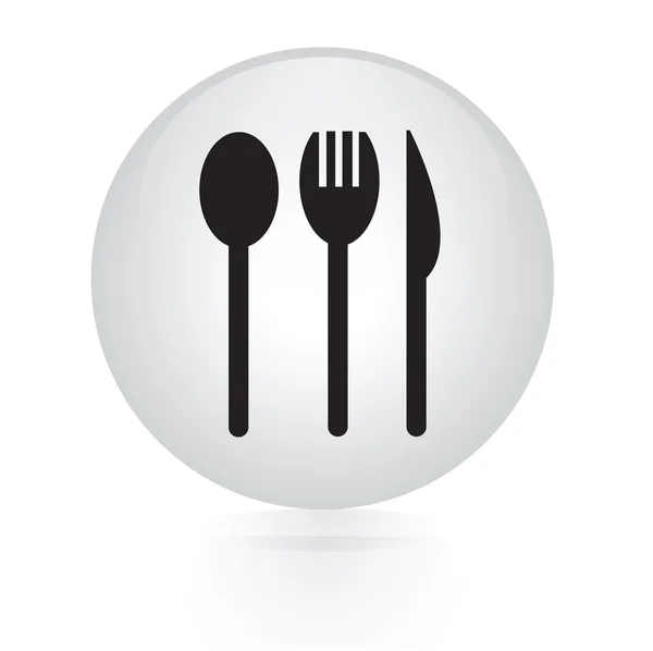 Fork spoon knife button web icon — Stock Vector