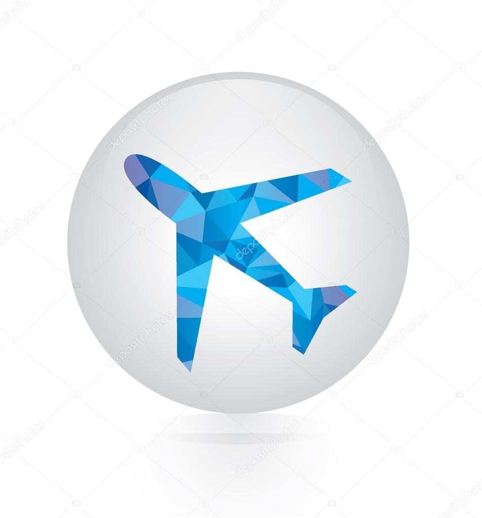 Vector - abstract blue plane icon. circular button