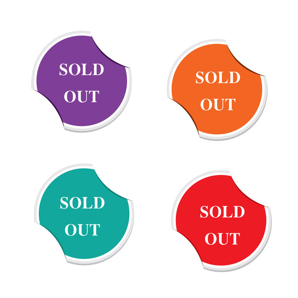 Sold out icon. Special offer label. Round stickers