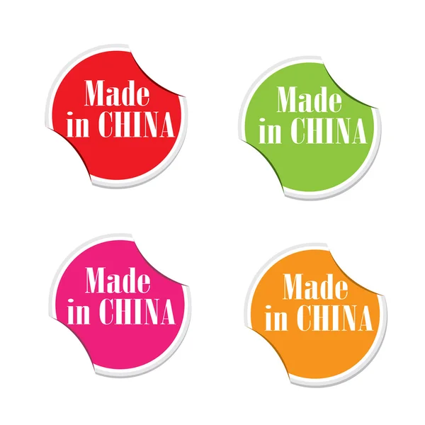 Vector - gemaakt in China. Ronde stickers — Stockvector