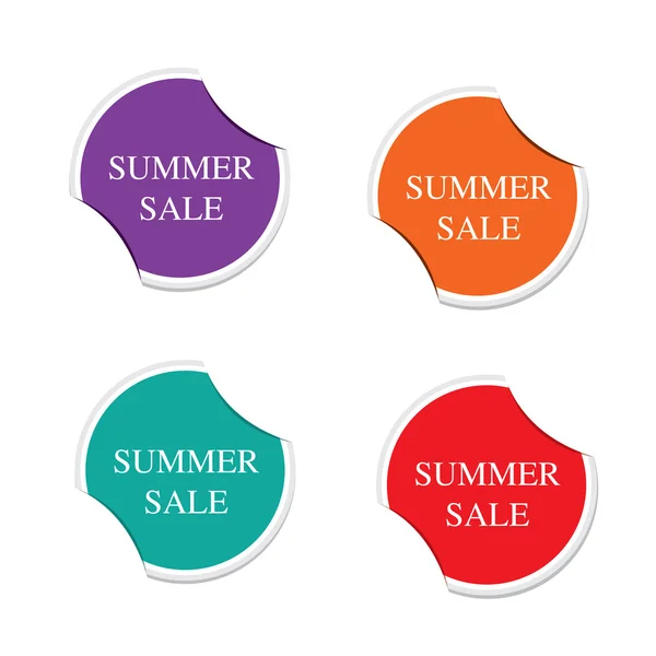 Icône de vente d'été, autocollants ronds — Image vectorielle