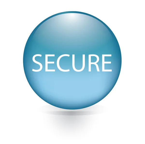 Secure blue circular button — Stock Vector