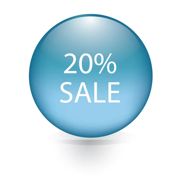 20 percent sale blue button — Stock Vector