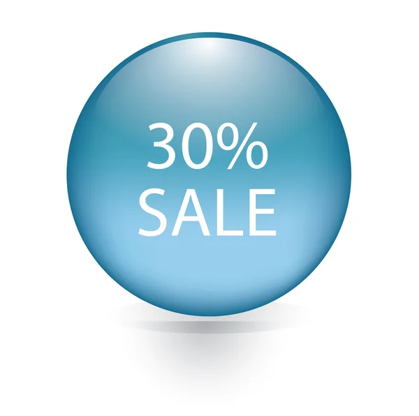 30 percent sale blue button — Stock Vector