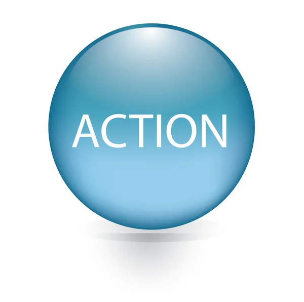 Aktion Wort blauer Knopf — Stockvektor