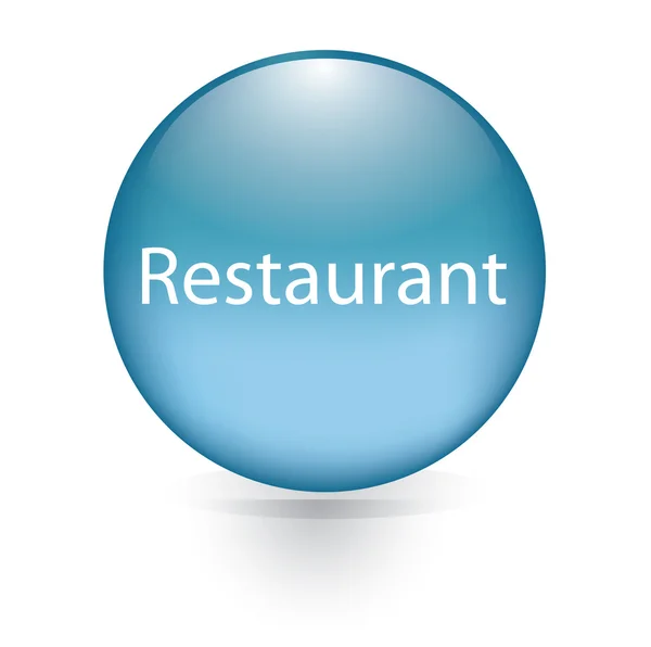 Ресторан слово синяя кнопка — стоковый вектор