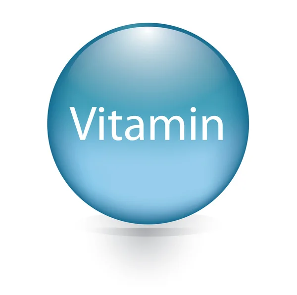 Palabra de vitamina botón azul — Vector de stock